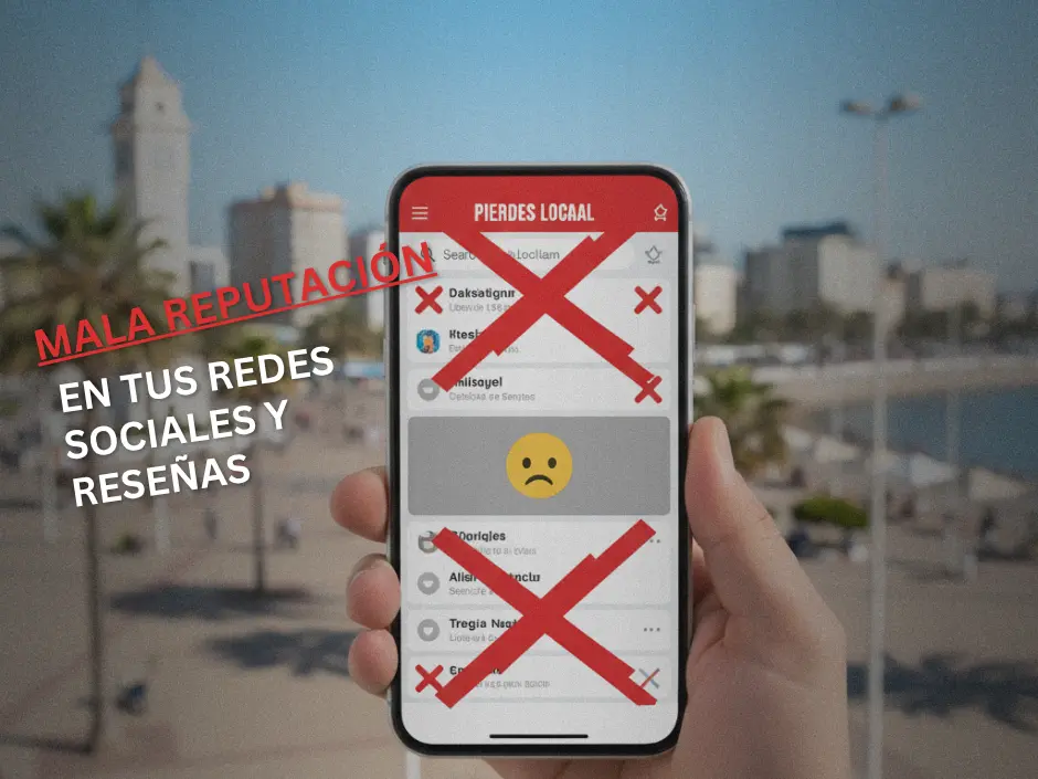 Smartphone mostrando reseñas negativas de un negocio